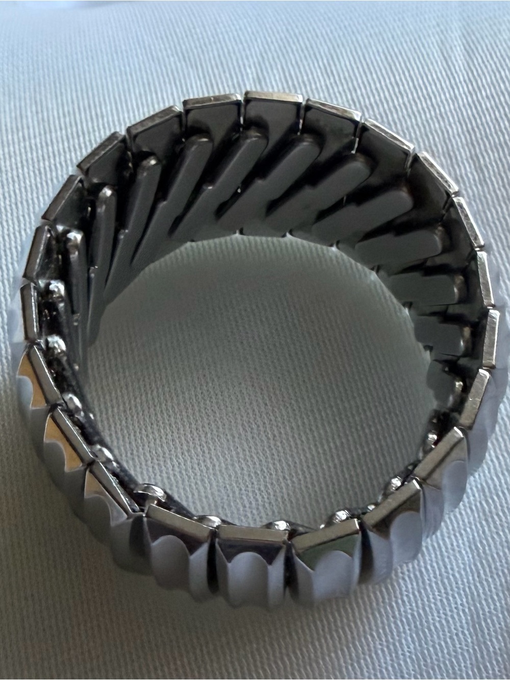 Vintage Milor Italy Wide Ribbed stainless steel stretch Bracelet - Picture 5 of 5